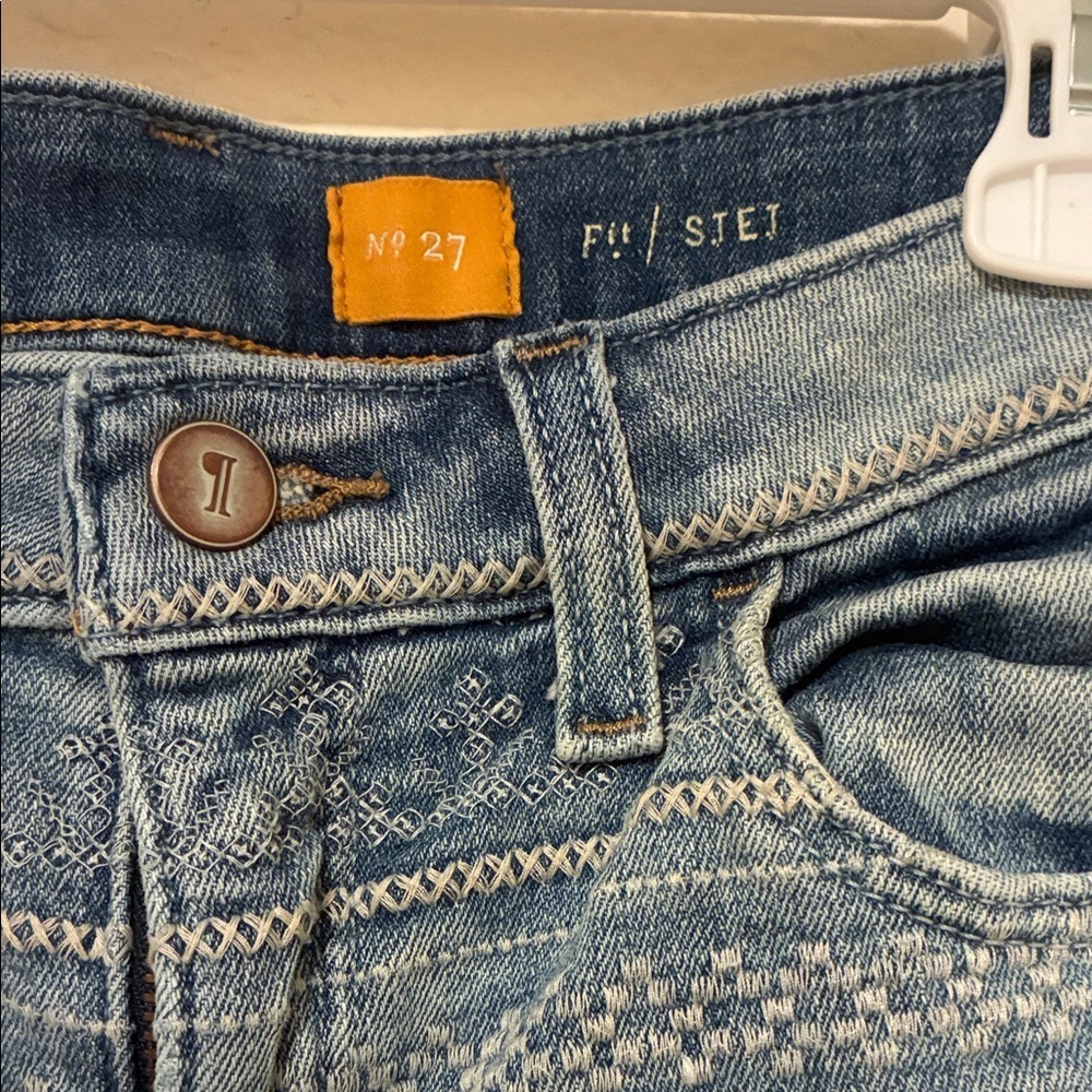 Pilcro Blue Embroidered Jean Shorts - Picture 4 of 8